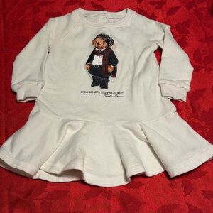 Polo Bear By Ralph Lauren Terry Cotton Ruffle Dress  Size 12 Month